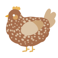 A brown and beige chicken with a speckle pattern