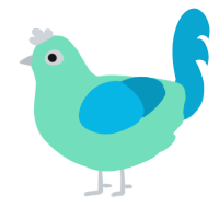 A mint and cerulean chicken