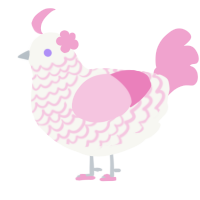 A white and pink chicken with a lace pattern