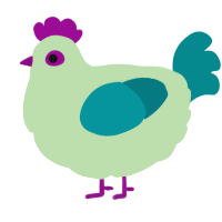 A gluppy and teal chicken
