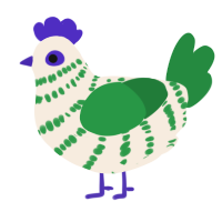 A cream and viridian chicken with a bar pattern