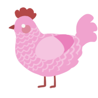 A pink chicken with a lace pattern