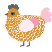 A orange and rose chicken with a lace pattern