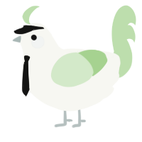 A white and gluppy chicken