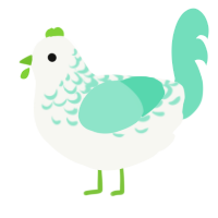A white and mint chicken with a half-lace pattern