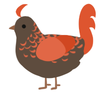 A bark and vermilion chicken with a half-lace pattern