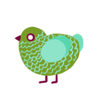 Living Dead Chick, a chartreuse and mint chicken with a lace pattern