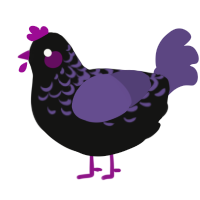 A black and overcast chicken with a half-lace pattern