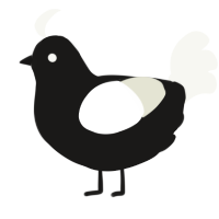 A sable and white chicken