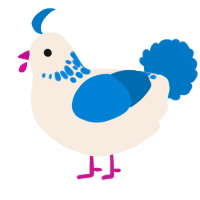 A cream and sapphire chicken with a neck-speckle pattern