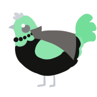 A black and spring chicken with a head pattern