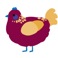 A maroon and honey chicken with a neck-speckle pattern