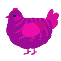A plum and fuchsia chicken with a half-bar pattern