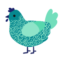 A teal and mint chicken with a double-lace pattern