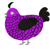 A amethyst and sable chicken with a lace pattern