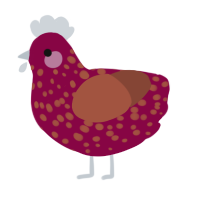 A maroon and russet chicken with a speckle pattern