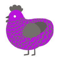 A amethyst and grey chicken with a lace pattern
