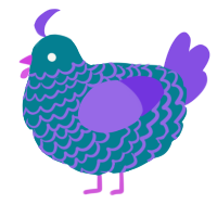 A sea and blurple chicken with a lace pattern