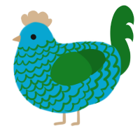 A cerulean and leaf chicken with a lace pattern
