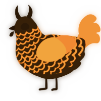 A sable and brown chicken with a lace pattern
