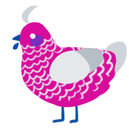 A fuchsia and mist chicken with a lace pattern