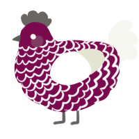 A wine and white chicken with a lace pattern