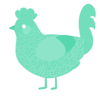 A mint chicken with a double-lace pattern