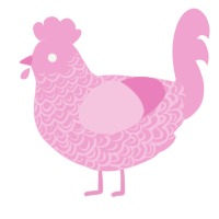 A pink chicken with a double-lace pattern