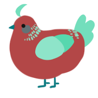 A red and mint chicken with a neck-band pattern