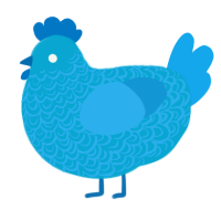 A cerulean and sky chicken with a double-lace pattern