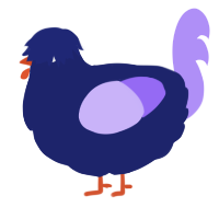 A navy and lilac chicken