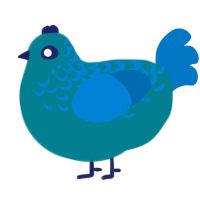 A sea and sapphire chicken with a half-lace pattern