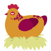 A orange and maroon chicken with a neck-speckle pattern