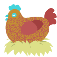 A gold and red chicken with a double-lace pattern