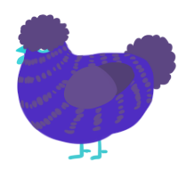 A indigo and overcast chicken with a bar pattern