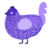 A indigo and lilac chicken with a double-lace pattern