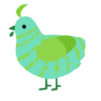 A mint and grass chicken with a bar pattern