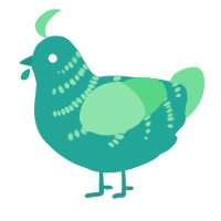 A turquoise and spring chicken with a half-bar pattern