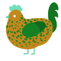 Prince Charming, a ochre and leaf chicken with a speckle pattern