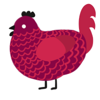 A maroon and crimson chicken with a lace pattern