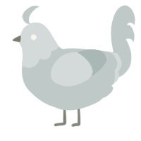 A silver chicken with a head pattern