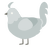 A silver chicken with a head pattern