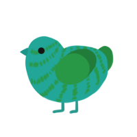 little gherkin, a turquoise and viridian chicken with a bar pattern