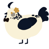 A cream and tumblr chicken with a neck-speckle pattern