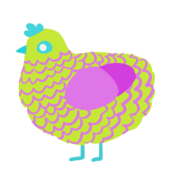A lime and orchid chicken with a lace pattern