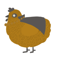 A ochre chicken with a double-lace pattern