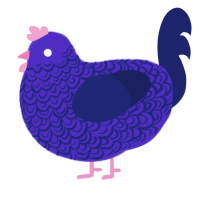 A indigo and navy chicken with a double-lace pattern