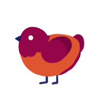 cheeto, a vermilion and maroon chicken with a head pattern