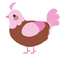 A russet and pink chicken with a head pattern