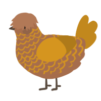A brown and ochre chicken with a lace pattern
